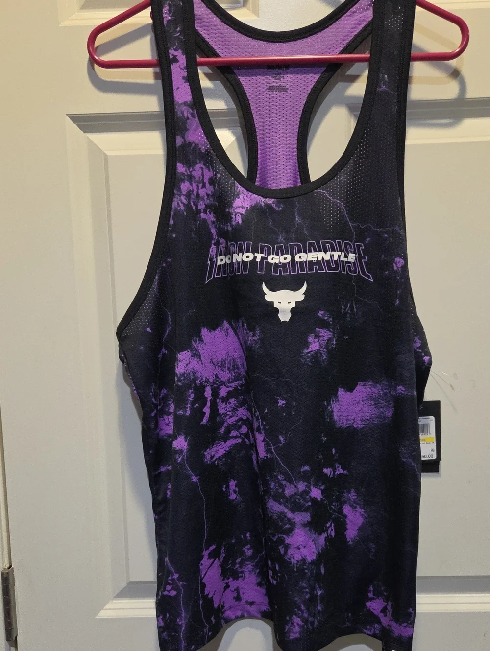 Under Armour Black and Purple Tie-Dye Racerback Swim Tank
